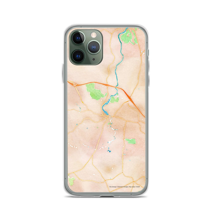 Custom iPhone 11 Pro Exeter New Hampshire Map Phone Case in Watercolor