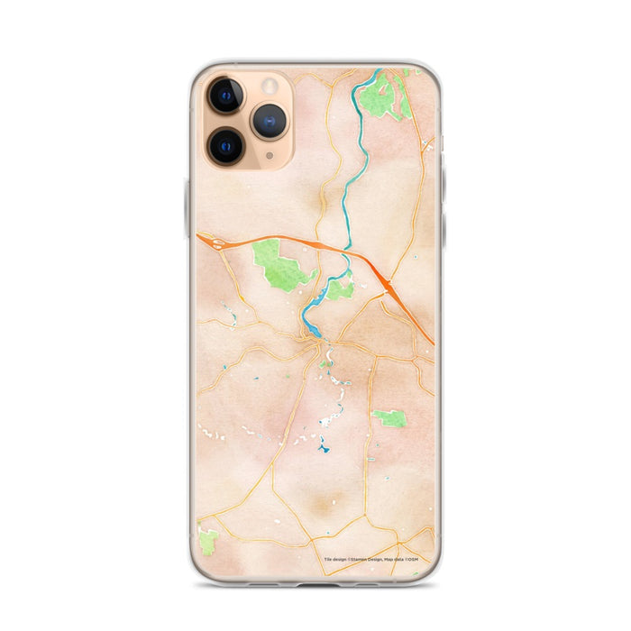 Custom iPhone 11 Pro Max Exeter New Hampshire Map Phone Case in Watercolor