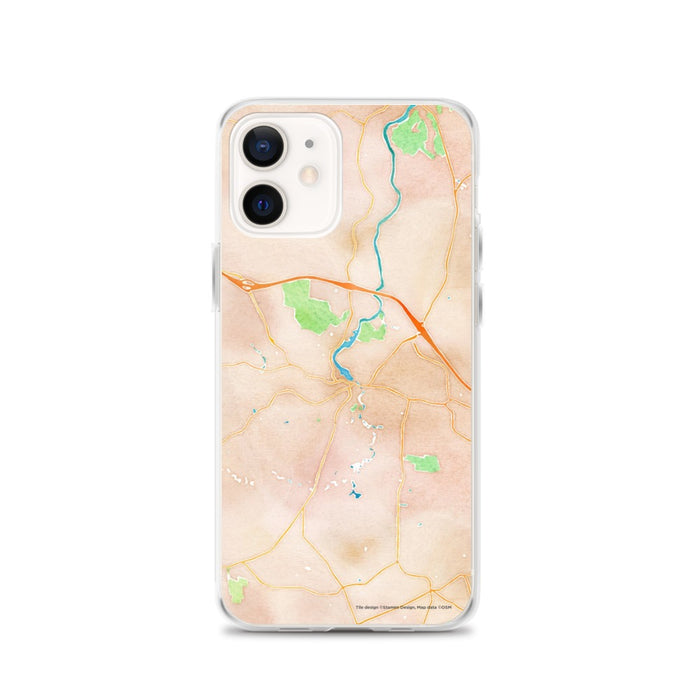 Custom iPhone 12 Exeter New Hampshire Map Phone Case in Watercolor