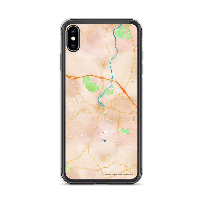 Custom iPhone XS Max Exeter New Hampshire Map Phone Case in Watercolor