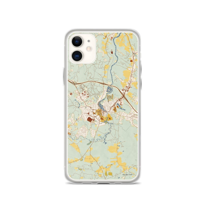 Custom iPhone 11 Exeter New Hampshire Map Phone Case in Woodblock
