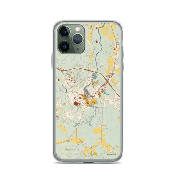 Custom iPhone 11 Pro Exeter New Hampshire Map Phone Case in Woodblock