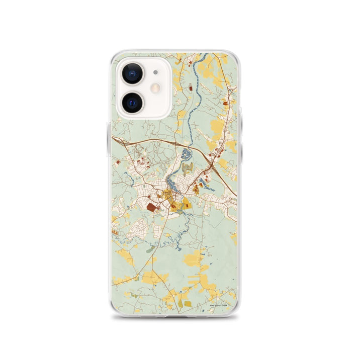Custom iPhone 12 Exeter New Hampshire Map Phone Case in Woodblock
