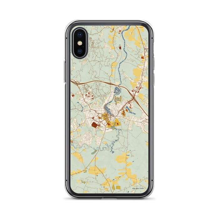 Custom iPhone X/XS Exeter New Hampshire Map Phone Case in Woodblock