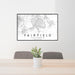 24x36 Fairfield California Map Print Lanscape Orientation in Classic Style Behind 2 Chairs Table and Potted Plant
