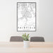 24x36 Fairfield California Map Print Portrait Orientation in Classic Style Behind 2 Chairs Table and Potted Plant