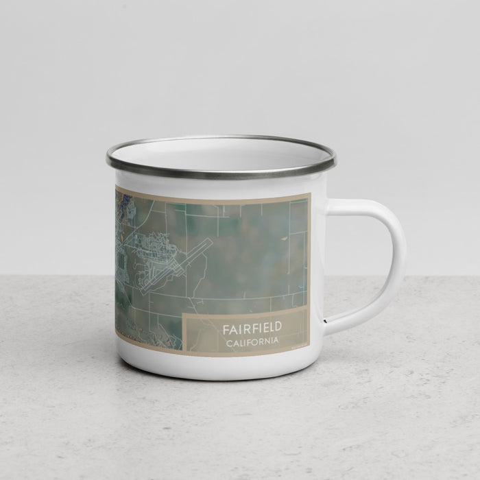 Right View Custom Fairfield California Map Enamel Mug in Afternoon