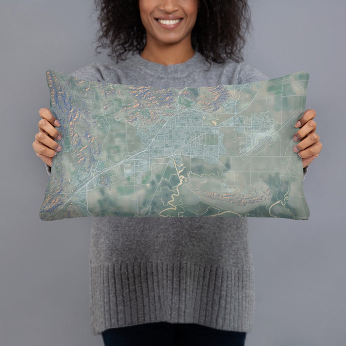 Person holding 20x12 Custom Fairfield California Map Throw Pillow in Afternoon