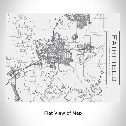 Rendered View of Fairfield California Map Engraving on 20oz Stainless Steel Insulated Bottle with Bamboo Top in White