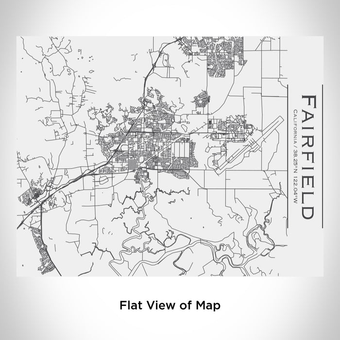 Rendered View of Fairfield California Map Engraving on 20oz Stainless Steel Insulated Bottle with Bamboo Top in White