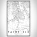 Fairfield California Map Print Portrait Orientation in Classic Style With Shaded Background