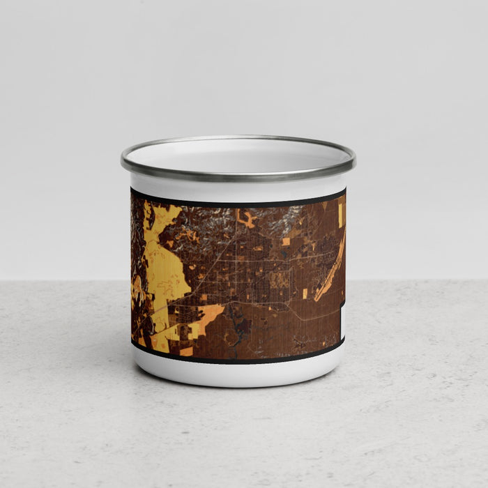 Front View Custom Fairfield California Map Enamel Mug in Ember