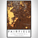 Fairfield California Map Print Portrait Orientation in Ember Style With Shaded Background
