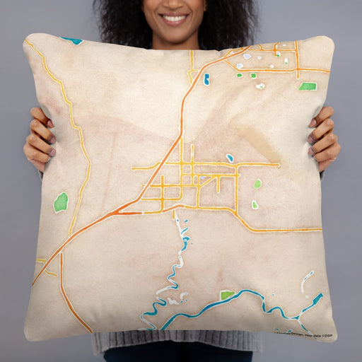 Person holding 22x22 Custom Fairfield California Map Throw Pillow in Watercolor