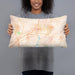 Person holding 20x12 Custom Fairfield California Map Throw Pillow in Watercolor
