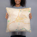 Person holding 18x18 Custom Fairfield California Map Throw Pillow in Watercolor