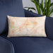 Custom Fairfield California Map Throw Pillow in Watercolor on Blue Colored Chair