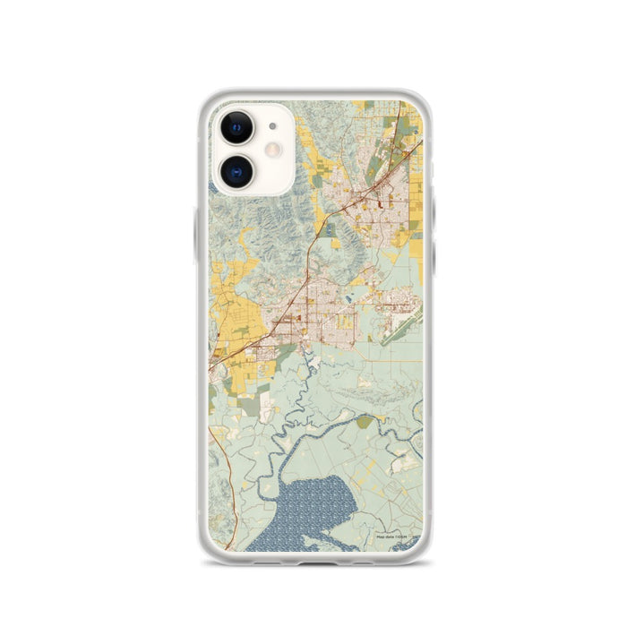 Custom iPhone 11 Fairfield California Map Phone Case in Woodblock
