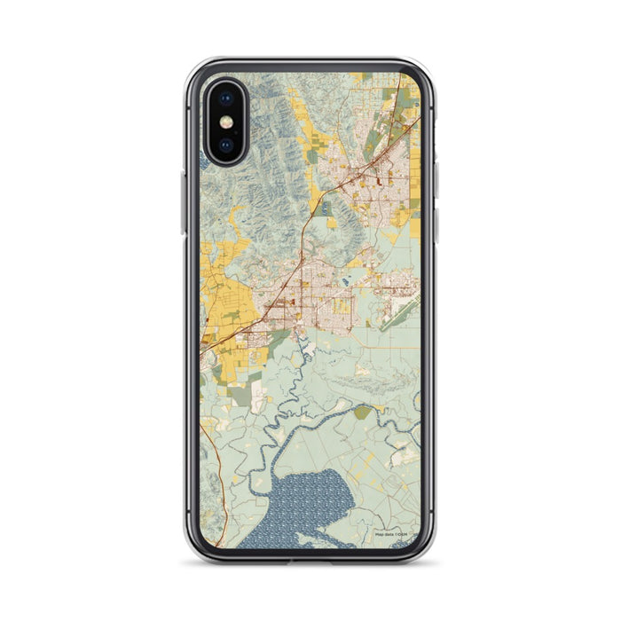 Custom iPhone X/XS Fairfield California Map Phone Case in Woodblock