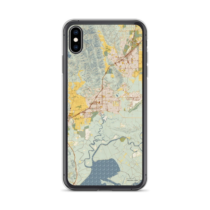 Custom iPhone XS Max Fairfield California Map Phone Case in Woodblock