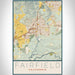 Fairfield California Map Print Portrait Orientation in Woodblock Style With Shaded Background