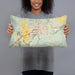 Person holding 20x12 Custom Fairfield California Map Throw Pillow in Woodblock