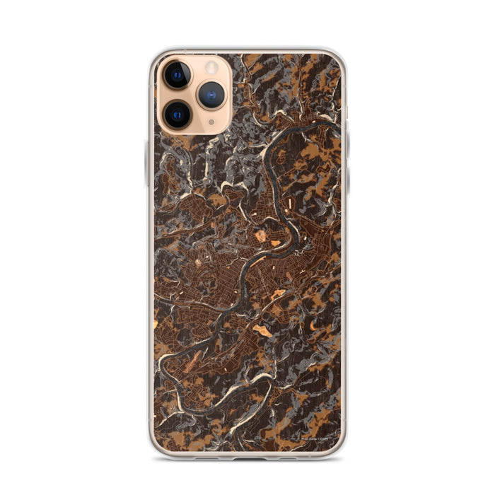 Custom iPhone 11 Pro Max Fairmont West Virginia Map Phone Case in Ember