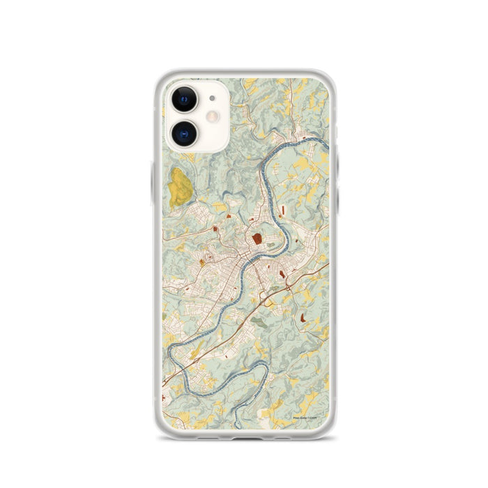 Custom iPhone 11 Fairmont West Virginia Map Phone Case in Woodblock