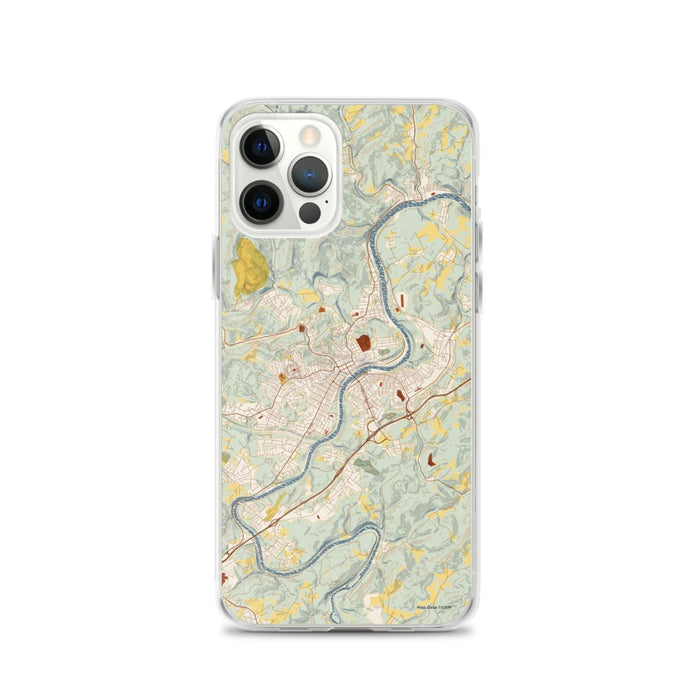 Custom iPhone 12 Pro Fairmont West Virginia Map Phone Case in Woodblock