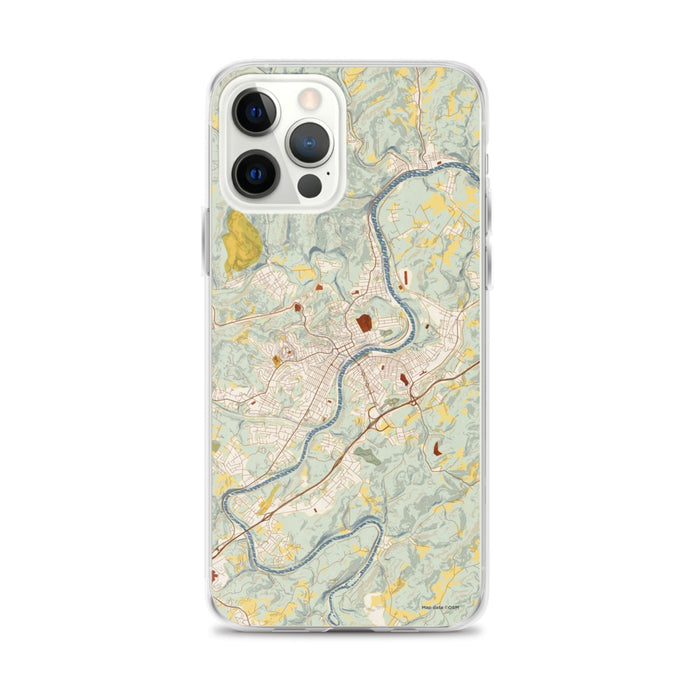 Custom iPhone 12 Pro Max Fairmont West Virginia Map Phone Case in Woodblock