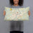 Person holding 20x12 Custom Fairmont West Virginia Map Throw Pillow in Woodblock