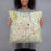 Person holding 18x18 Custom Fairmont West Virginia Map Throw Pillow in Woodblock