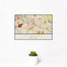 12x18 Fairport New York Map Print Landscape Orientation in Woodblock Style With Small Cactus Plant in White Planter