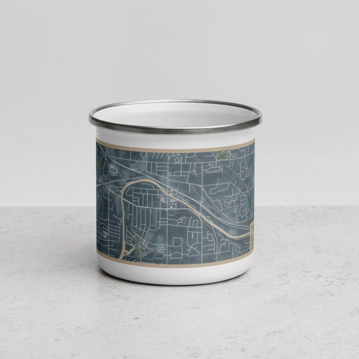Front View Custom Fairport New York Map Enamel Mug in Afternoon