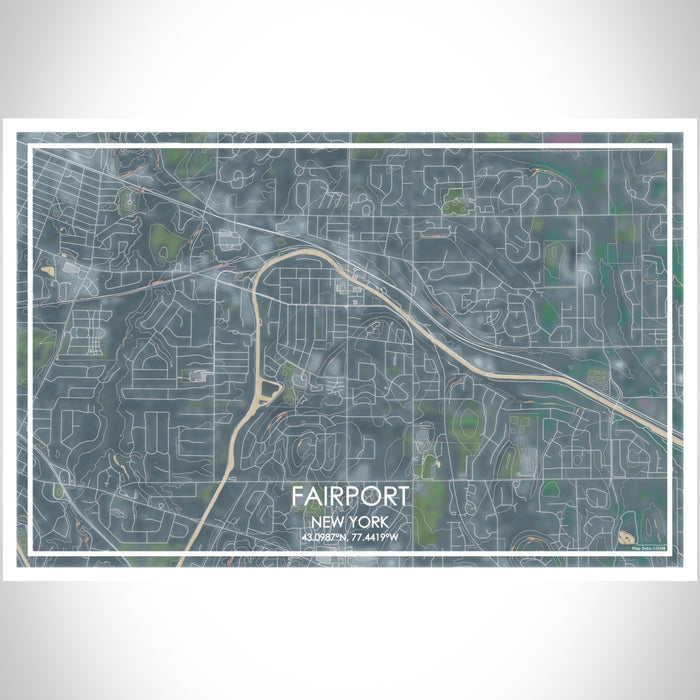 Fairport New York Map Print Landscape Orientation in Afternoon Style With Shaded Background
