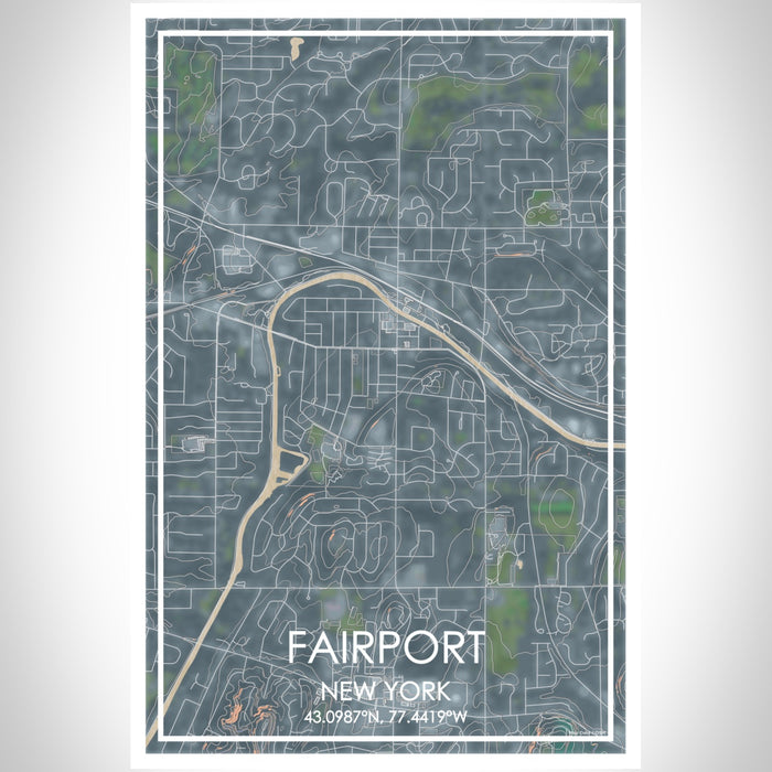 Fairport New York Map Print Portrait Orientation in Afternoon Style With Shaded Background