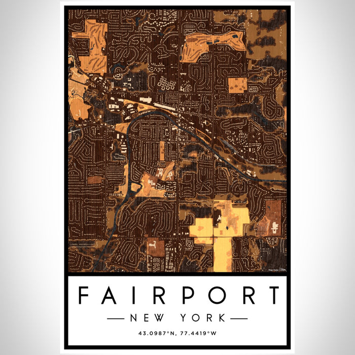 Fairport New York Map Print Portrait Orientation in Ember Style With Shaded Background