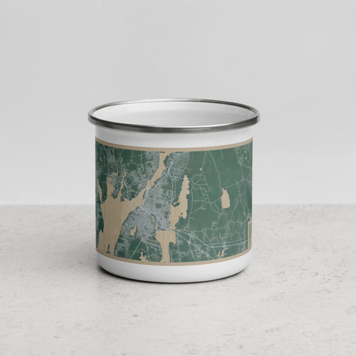 Front View Custom Fall River Massachusetts Map Enamel Mug in Afternoon