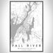 Fall River Massachusetts Map Print Portrait Orientation in Classic Style With Shaded Background