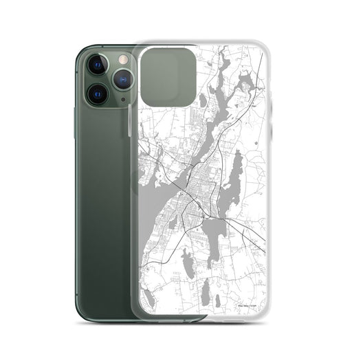 Custom Fall River Massachusetts Map Phone Case in Classic on Table with Laptop and Plant