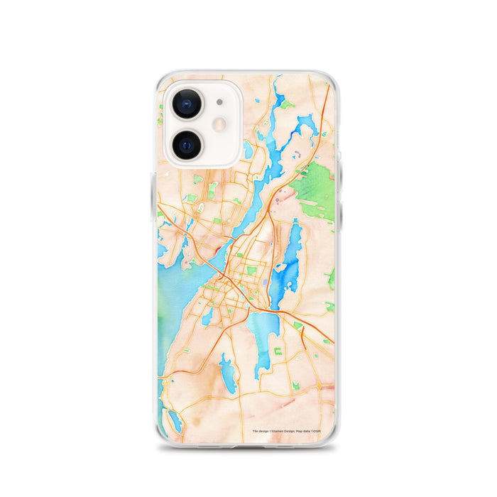 Custom Fall River Massachusetts Map iPhone 12 Phone Case in Watercolor