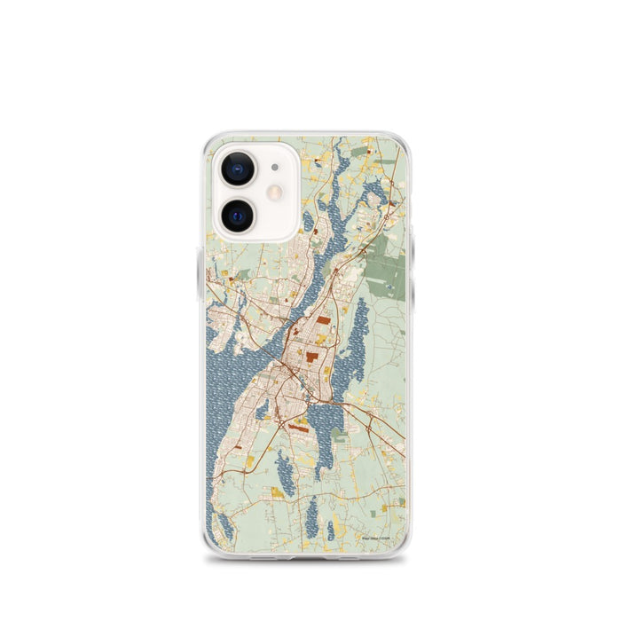 Custom Fall River Massachusetts Map iPhone 12 mini Phone Case in Woodblock