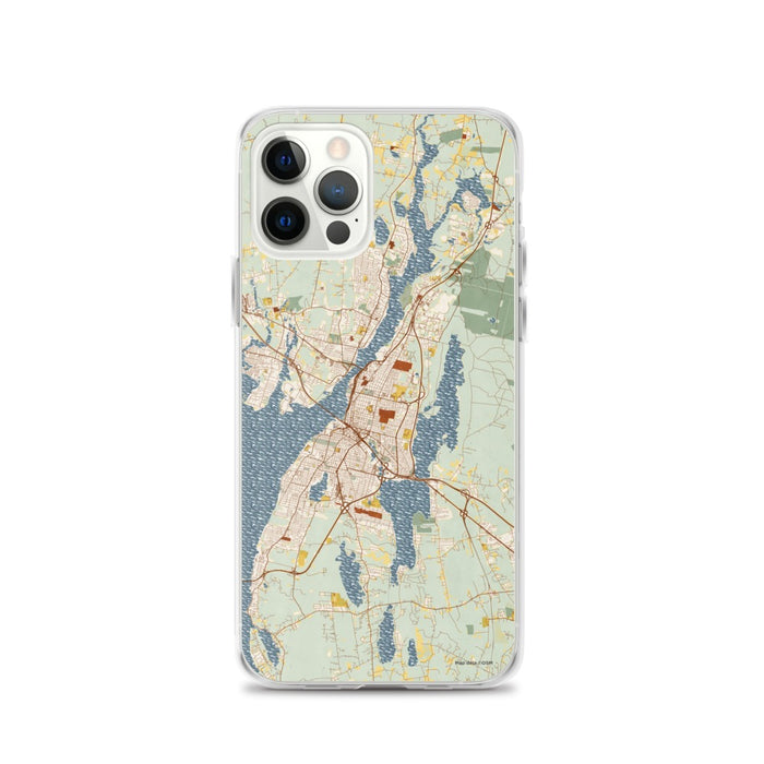 Custom Fall River Massachusetts Map iPhone 12 Pro Phone Case in Woodblock