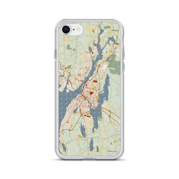 Custom Fall River Massachusetts Map iPhone SE Phone Case in Woodblock