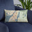 Custom Fall River Massachusetts Map Throw Pillow in Woodblock on Blue Colored Chair