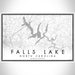 Falls Lake North Carolina Map Print Landscape Orientation in Classic Style With Shaded Background