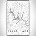 Falls Lake North Carolina Map Print Portrait Orientation in Classic Style With Shaded Background