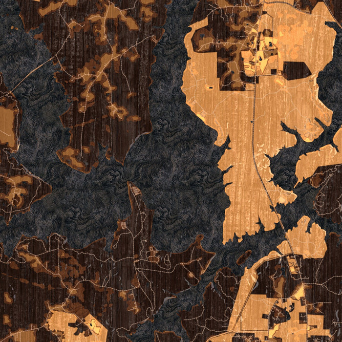 Falls Lake North Carolina Map Print in Ember Style Zoomed In Close Up Showing Details