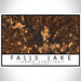 Falls Lake North Carolina Map Print Landscape Orientation in Ember Style With Shaded Background