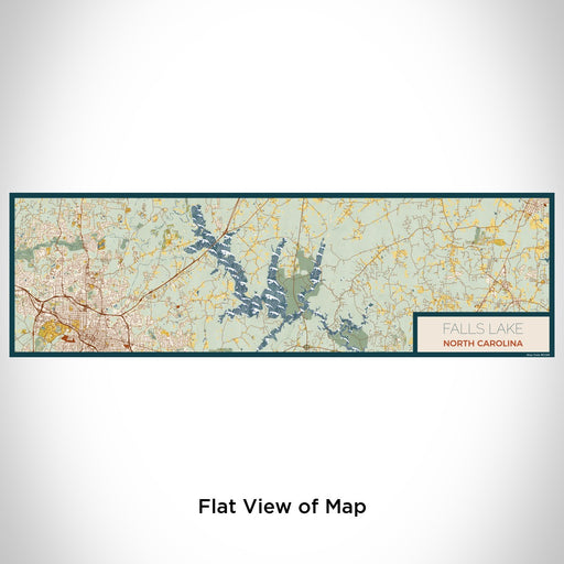 Flat View of Map Custom Falls Lake North Carolina Map Enamel Mug in Woodblock
